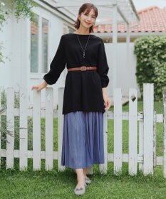 Tiaclasse L 【安田美沙子さん着用・洗える】ボリュームパフスリーブニットチュニック