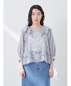 earth music&ecology ジャガードフリルブラウス