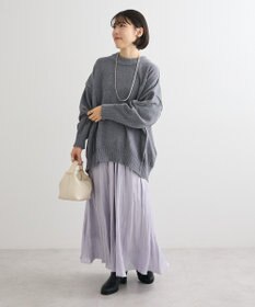 Green Parks シャイニーサテンセルフプリーツギャザーフレアスカート