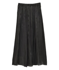 Green Parks シャイニーサテンセルフプリーツギャザーフレアスカート