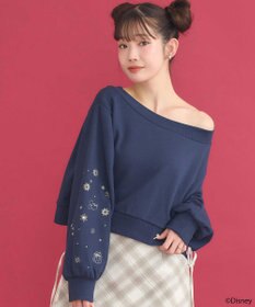 earth music&ecology Disney/キラキラモチーフ刺繍オフショルスウェット