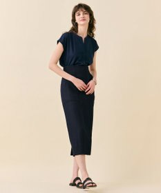 BEIGE， 【WEB限定・洗える】MELISSA / バックシフォンスキッパー半袖トップス