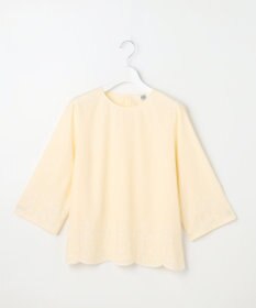 J.PRESS LADIES S ストライプ×エンブロイダリー クルーネック ブラウス