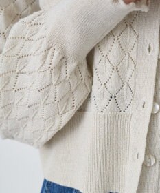 earth music&ecology シアースカラップ透かし編みカーディガン