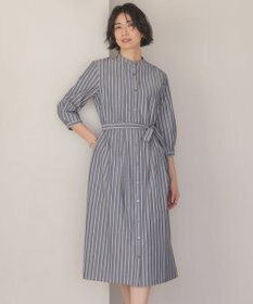 J.PRESS LADIES L TC ハイカウントストライプ シャツ ワンピース チャコールストライプ系