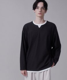 WEGO フェイクレイヤードキーネックT（LS）