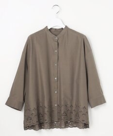 自由区 L エンブロイダリーブロードバンドカラー ブラウス