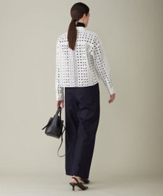 ICB 【洗える】ストライプエンブロイダリー クロップドシャツ