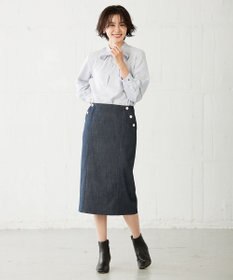 J.PRESS LADIES L 【洗える】 セルロースシャンブレー タイト ナロー スカート