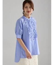 Te chichi フロントフリル5分袖ブラウス