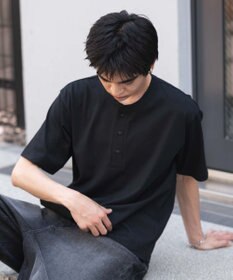 WEGO 【ユニセックス着用ITEM/MLサイズ展開】リラックスフィットヘンリーネックT（SS）