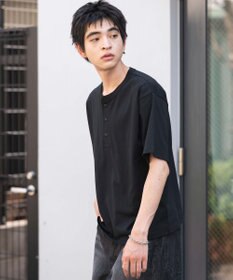 WEGO 【ユニセックス着用ITEM/MLサイズ展開】リラックスフィットヘンリーネックT（SS）