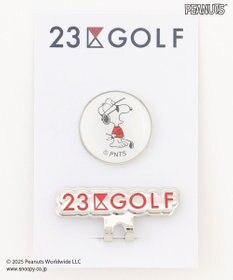 23区GOLF 【UNISEX】『PEANUTS』コラボ　マーカー　JOE COOLのクールなイラスト レッド系