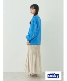 earth music&ecology Ｃｏｓｂｙ×ｅａｒｔｈ　配色ステッチロングＴシャツ