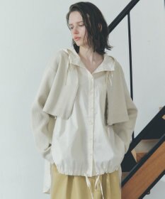 YECCA VECCA ZIPニットレイヤードフーディーシャツ