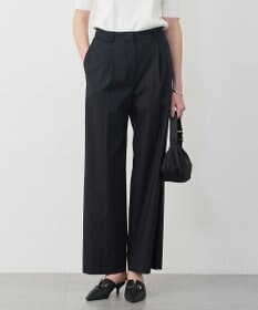 ICB ドライリネンストレッチ ワイドストレートパンツ ブラック