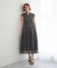 YECCA VECCA チェック柄ボウタイプリーツワンピース