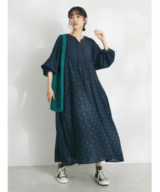CRAFT STANDARD BOUTIQUE インド綿混キルト切替花柄ワンピース