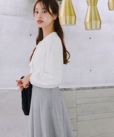 Tiaclasse 【洗える・スマート裏起毛】ジョーゼットフリルブラウス