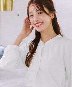 Tiaclasse 【洗える・スマート裏起毛】ジョーゼットフリルブラウス