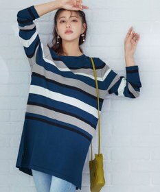 Tiaclasse 【洗える】マルチボーダーニットチュニック