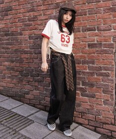 WEGO グラフィックサイドリボンドロストショートT