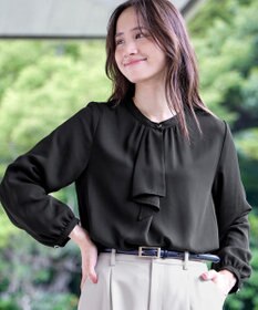Tiaclasse L 【洗える】【スマート裏起毛】ジョーゼットフリルブラウス