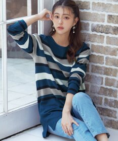 Tiaclasse 【洗える】マルチボーダーニットチュニック