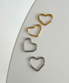 Phoebe 【金属アレルギー対応】グロウハートフープワンタッチピアス　シルバー/ステンレス