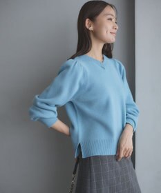 組曲 【8色展開・前後着用可】ウールカシミヤミックス パフスリーブ ニット