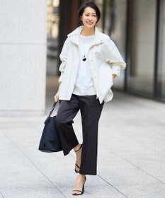 自由区 【カタログ掲載・定番人気・新色追加】コットンサテンクロップド丈ワイドストレート パンツ