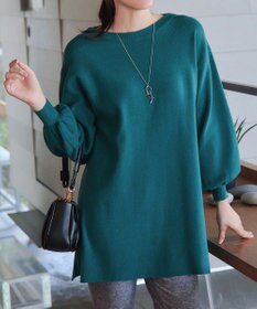 Tiaclasse L 【安田美沙子さん着用・洗える】ボリュームパフスリーブニットチュニック