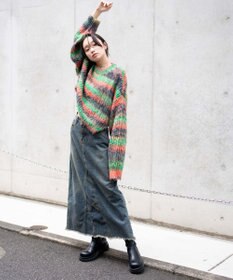 WEGO マルチボーダーブラッシュニットショートプルオーバー