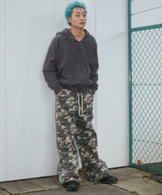 WEGO 【ユニセックス着用ITEM】ダメージアップリケレイヤードZIPパーカー