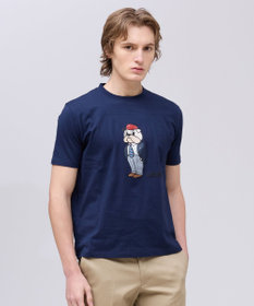 J.PRESS MEN 新デザイン【BULLDOG BOY】プリント Tシャツ ネイビー系
