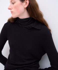 ATON SILK BLENDED CIRCULAR RIB | クルー＆ポロレイヤードプルオーバー
