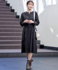 Tiaclasse 【洗える】ベルト付きスキッパーシャツワンピース