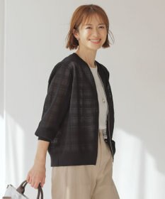 J.PRESS LADIES L 【洗える】SHEER JACQUARD ニット ブルゾン