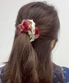 WEGO Lレースフリルラメチェックシュシュ