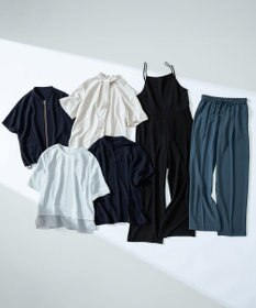 23区 L 【一部店舗限定/吸水速乾/UVカット/接触冷感/洗える】ストレッチジョーゼット オールインワン