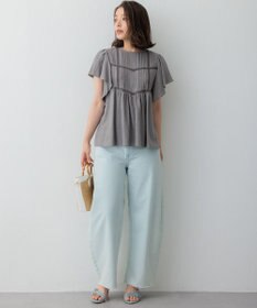 23区 【SLOW/一部店舗限定】ブライトリネン デザイン ブラウス