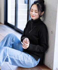 Tiaclasse L 【洗える】もっちり柔らかいリブタートルプルオーバーニット