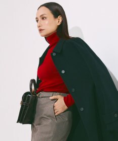 ICB 【新色追加】エクストラファインメリノリブ タートルネックプルオーバー ディープレッド系