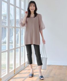 Tiaclasse L 【洗える】ドットチュールニットチュニック