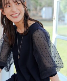 Tiaclasse L 【洗える】ドットチュールニットチュニック