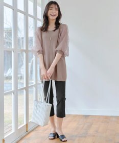 Tiaclasse L 【洗える】ドットチュールニットチュニック