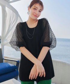 Tiaclasse L 【洗える】ドットチュールニットチュニック