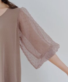 Tiaclasse L 【洗える】ドットチュールニットチュニック