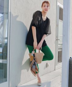 Tiaclasse L 【洗える】ドットチュールニットチュニック