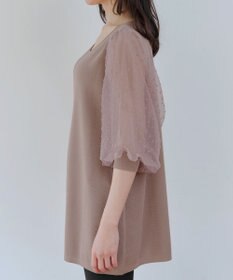 Tiaclasse L 【洗える】ドットチュールニットチュニック